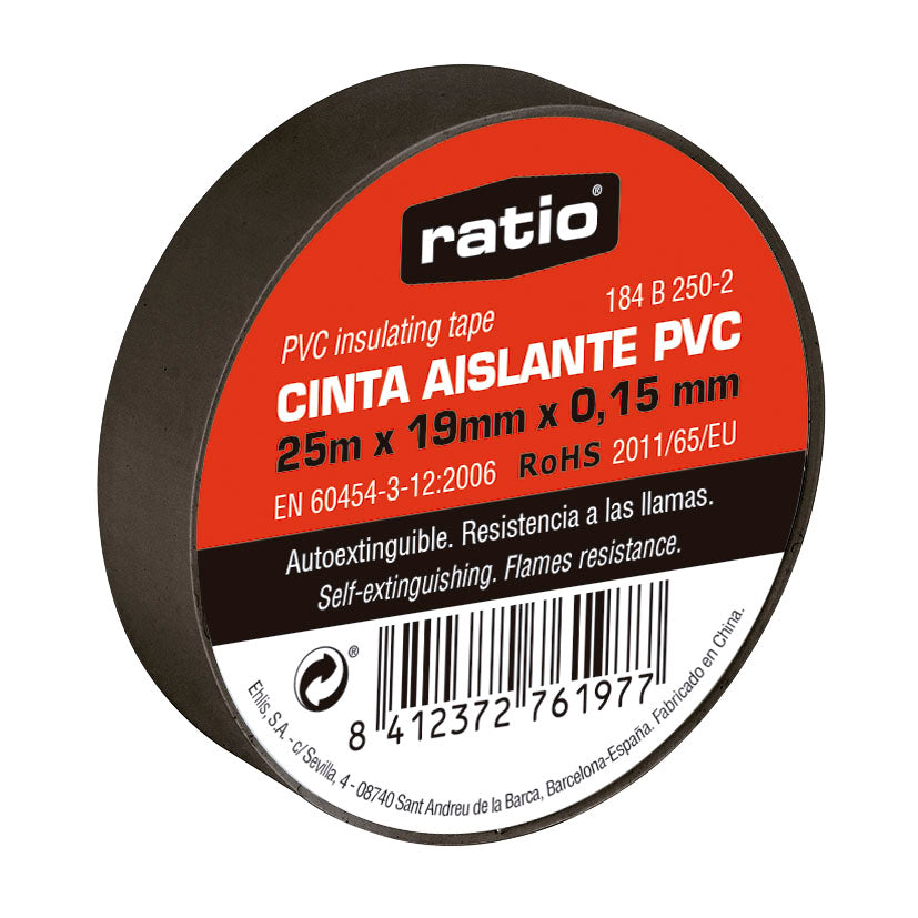 CINTA AISLANTE 19X25M NEGRA 0,15MM