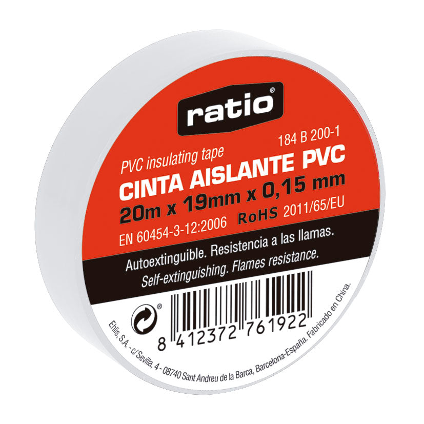 CINTA AISLANTE 19X20M BLANCA 0,15MM
