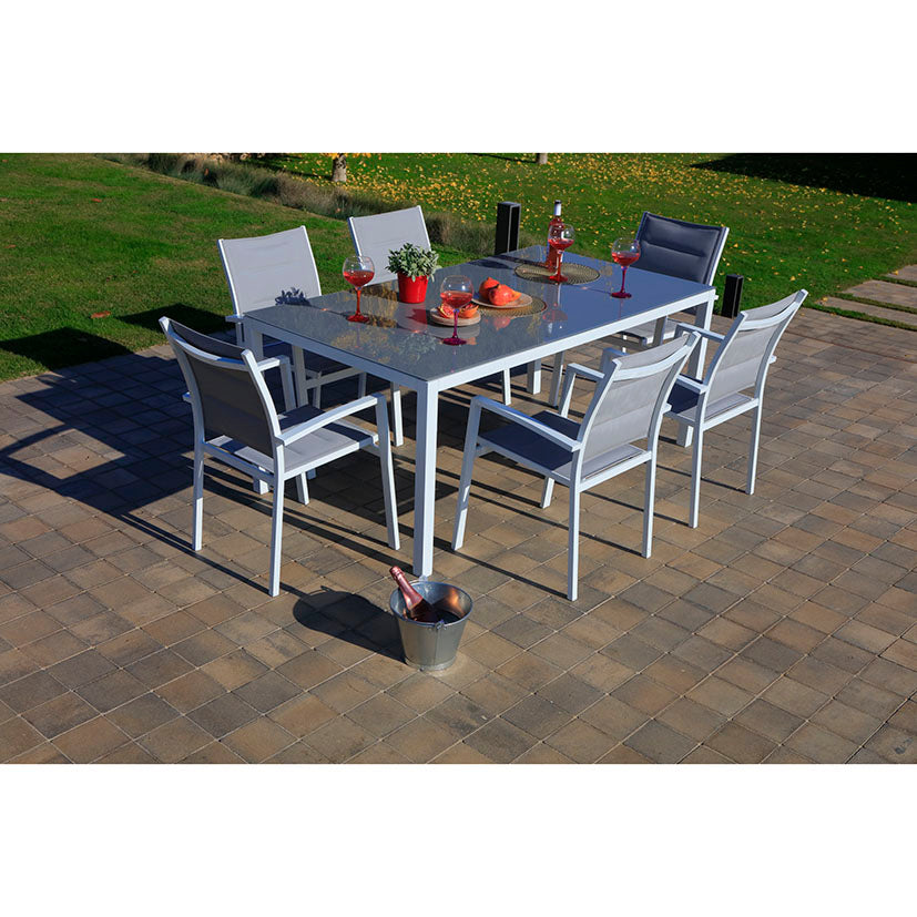 CONJ. MANAOS. SILLA ALUM/TEXTIL. BLANCA