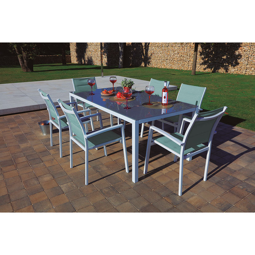 MALDIVAS.MESA ALUM.180X100 CM GRIS