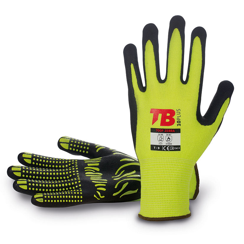 GUANTE NITRILO/ALGOD.AMARILLO/NEGRO T/10