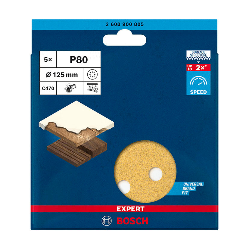 PAPEL LIJA EXCENT.C470 125MM 8P G80+5UDS