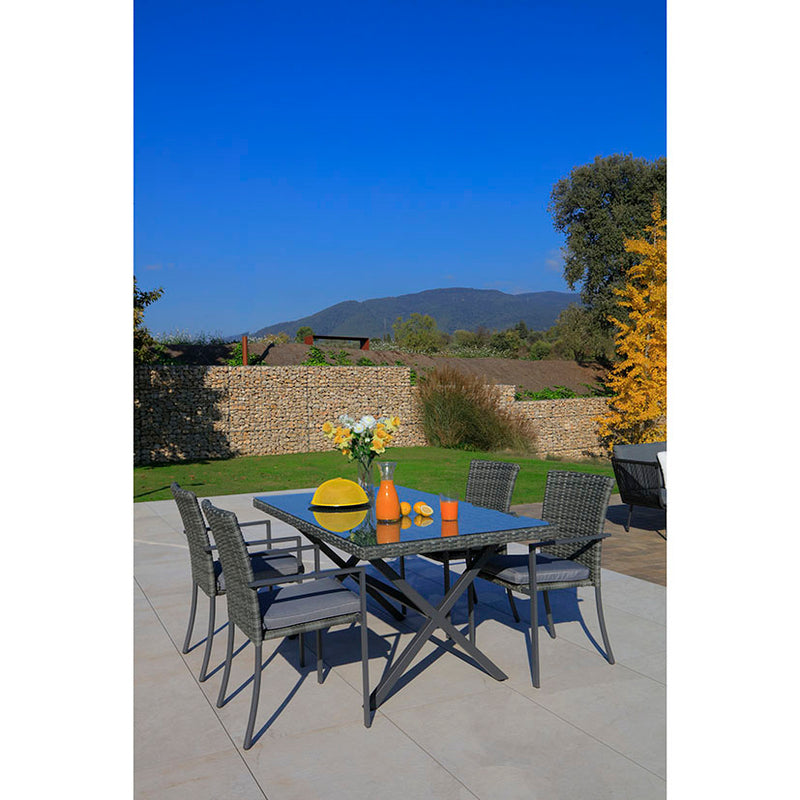 MESA ACERO/RATÁN 160 X 90 CM ARUBA