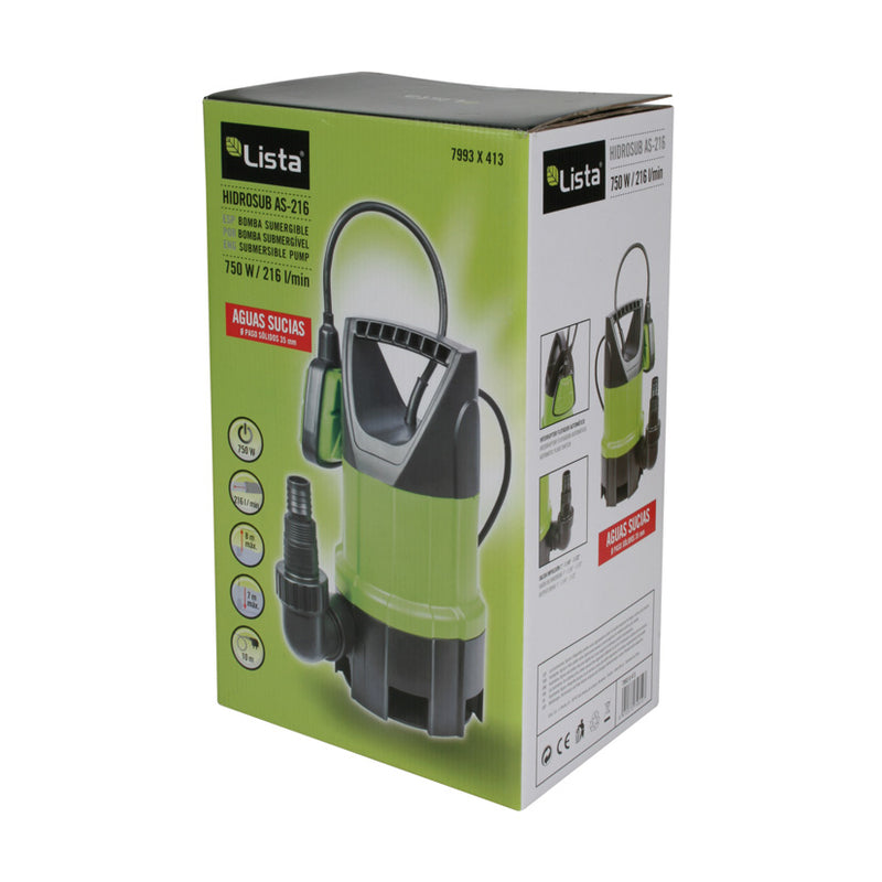 Bomba de achique LISTA Hidrosub AS-216, 750 W 216 l/min