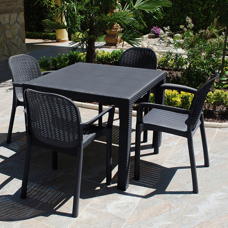 Mesa de resina cuadrada Elegance antracita 80x80xh.72 cm