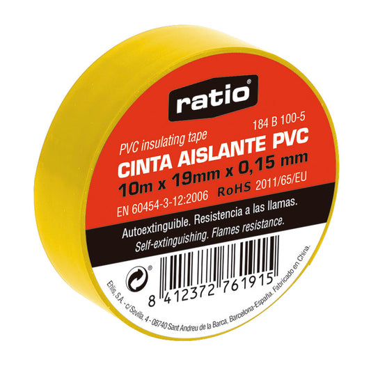 CINTA AISLANTE 19X10M AMARILLO  0,15MM