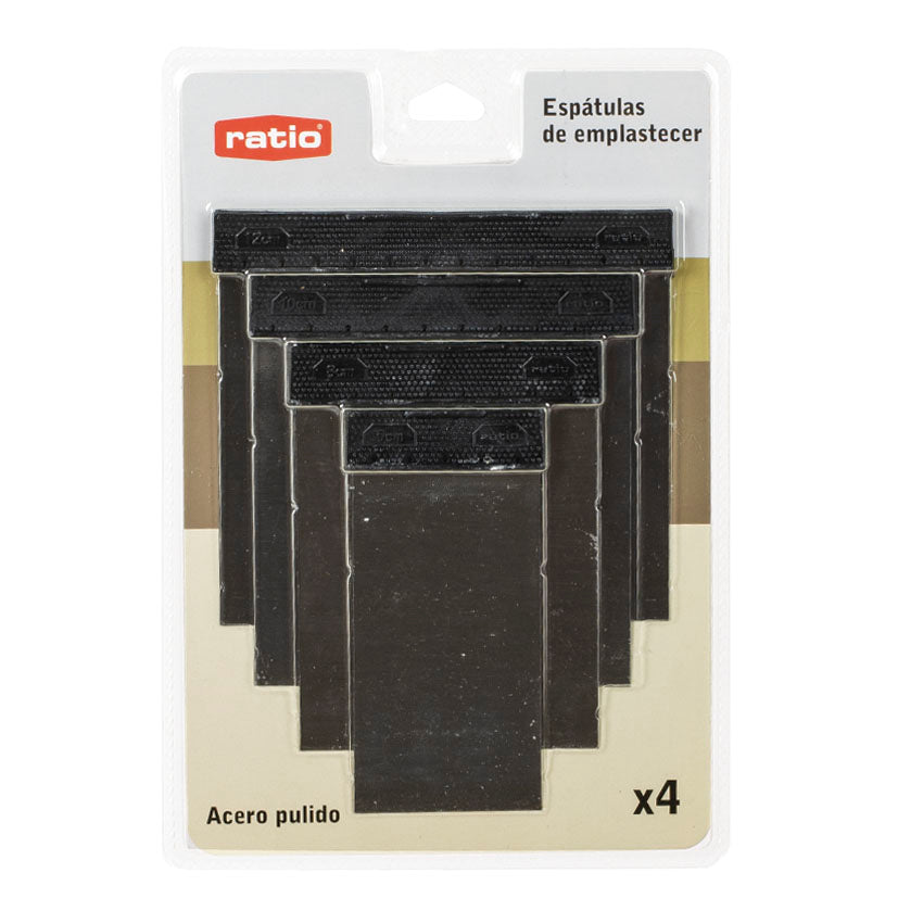 ESPATULA CARROCERO ACERO  4 PIEZAS RATIO