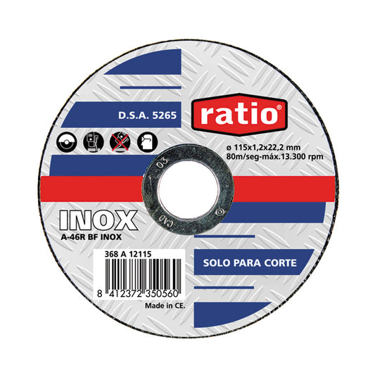 DISCO CORTE ABRAS.230X1,8MM.INOX.RATIO