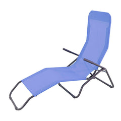 Tumbona Acero Textilene Reclinable Azul Para Exterior