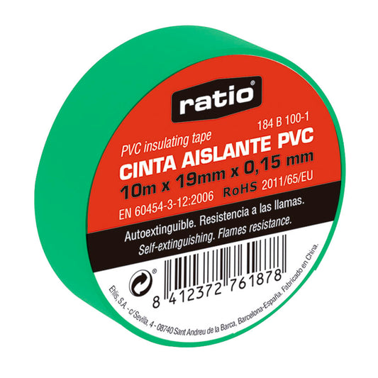 CINTA AISLANTE 19X20M VERDE  0,15MM