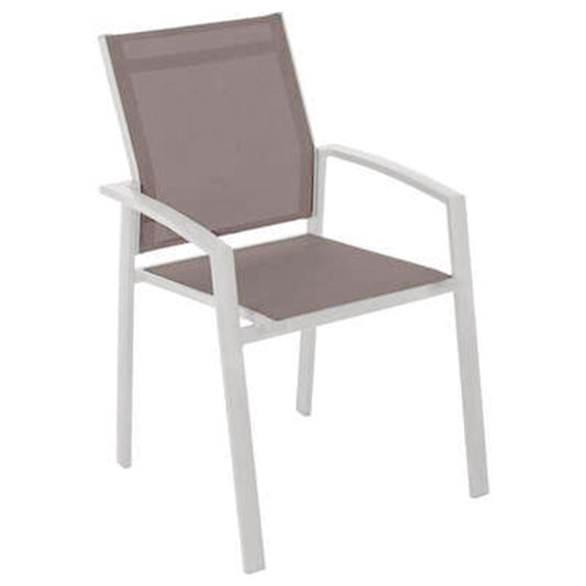 SILLA BLANCA. TEXTILENE MARRÓN CLARO