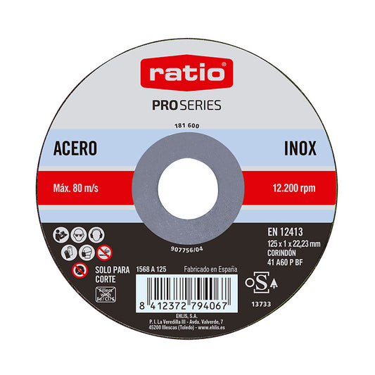 DISCO CORTE ABRAS.INOX/METAL 125X1 RATIO