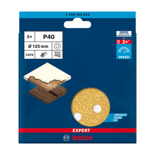 PAPEL LIJA EXCENT.C470 125MM 8P G40+5UDS