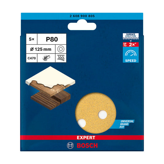 PAPEL LIJA EXCENT.C470 125MM 8P G80+5UDS