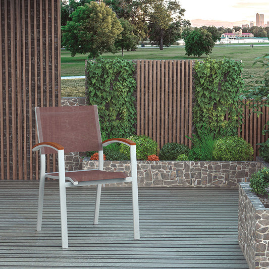 SILLA ALUMINIO/TEXTILENE. BRAZO MADERA