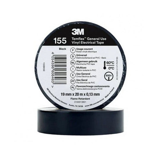 CINTA PVC TEMFLEX 155 3M 19MMX20M.NEGRO