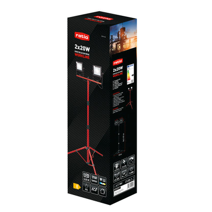 Foco proyector doble LED con trípode RATIO WorkLine